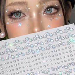 1Pcs Silver-White Glitter 3D Rhinestones Face Stickers 3/4/5/6mm Round Diamond Body Jewels Makeup Stickers For Eye Face Decorati