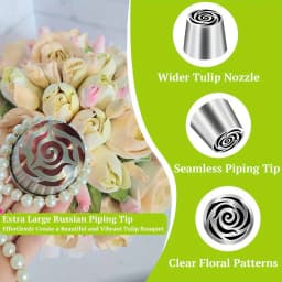 Extra Large Russian Piping Tip Stainless Steel Flower Piping Tips Rose Floral Icing Nozzles for Cake Decorating Frosting