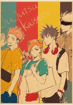 Vintage Anime Jujutsu Kaisen Gojo Satoru Kraft Paper Poster Wall Art for Study Living Room Decor Unique Home Decoration Pictur