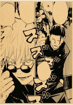 Vintage Anime Jujutsu Kaisen Gojo Satoru Kraft Paper Poster Wall Art for Study Living Room Decor Unique Home Decoration Pictur