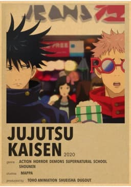 Vintage Anime Jujutsu Kaisen Gojo Satoru Kraft Paper Poster Wall Art for Study Living Room Decor Unique Home Decoration Pictur