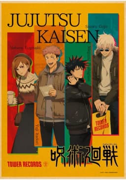 Vintage Anime Jujutsu Kaisen Gojo Satoru Kraft Paper Poster Wall Art for Study Living Room Decor Unique Home Decoration Pictur