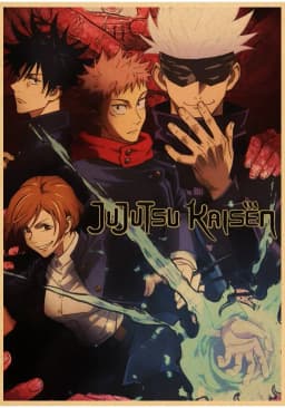 Vintage Anime Jujutsu Kaisen Gojo Satoru Kraft Paper Poster Wall Art for Study Living Room Decor Unique Home Decoration Pictur