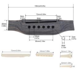 1 Set Wood Acoustic Guitar Bridge Bridge Pins / Saddle / Nut Saddle Guitar Parts for 40 41 Inch Acoustic Folk Guitar