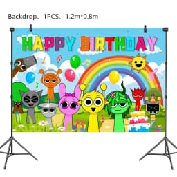 Sprunki Birthday Party Decoration Incredibox Latex Aluminum Foil Balloon For Kids Event Supplies Banner Disposable Tableware