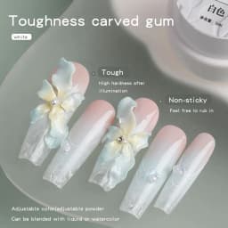 5ml 3D Flower Gel Non-Stick Carving Glue Pearl White Satin Nail Art DIY Sculpting Gel for Manicure Extension Salon Use