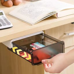 Under-Desk Drawer Storage Box - No-Drill Invisible Organizer, Pull-Out Office Desk Bottom Storage Box