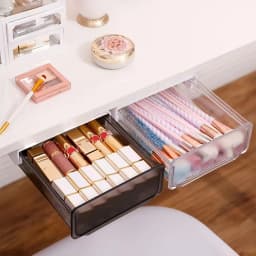 Under-Desk Drawer Storage Box - No-Drill Invisible Organizer, Pull-Out Office Desk Bottom Storage Box
