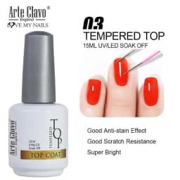 Arte Clavo Top Gel Polish 15ml Semi Permanent Varnish Function Gel Base Super Top Coat Transparent Gel Nails Soak Off Gel