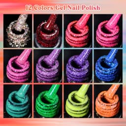 8/12pcs Glitter Gel Nail Polish Set Sparkling Glitter Semi Permanent Soak Off UV Gel Varnish Manicure With Box DIY Nail Supplies