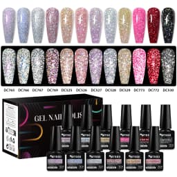 8/12pcs Glitter Gel Nail Polish Set Sparkling Glitter Semi Permanent Soak Off UV Gel Varnish Manicure With Box DIY Nail Supplies