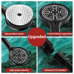 High Pressure Shower Head Set Water Saving Rainfall Spray Handheld 6 Jet Modes Shower Head with Hose Bathroom Accessories