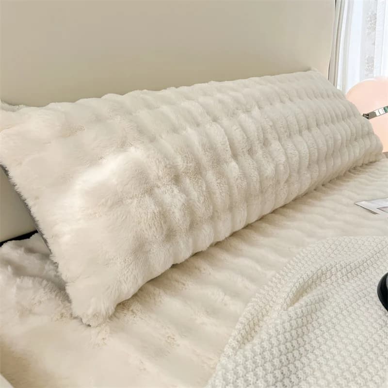 1pc solid-color plush pillow long pillowcase, decorative pillowcase (without core), soft and comfortable fabric