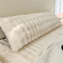 1pc solid-color plush pillow long pillowcase, decorative pillowcase (without core), soft and comfortable fabric