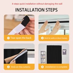 1Pc Self-Adhesive Portable 100% Blackout Curtains, Punch-Free Sunshade Curtains - Heat Insulation, Easy Installation, Available for All Seasons