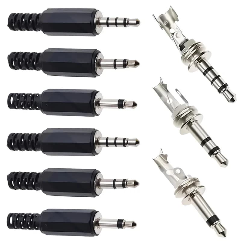 5Pcs 3.5mm Mono Stereo Plug For Microphone Headphone Connector, 2-Pole/3-Pole/4-Pole Audio Adapter
