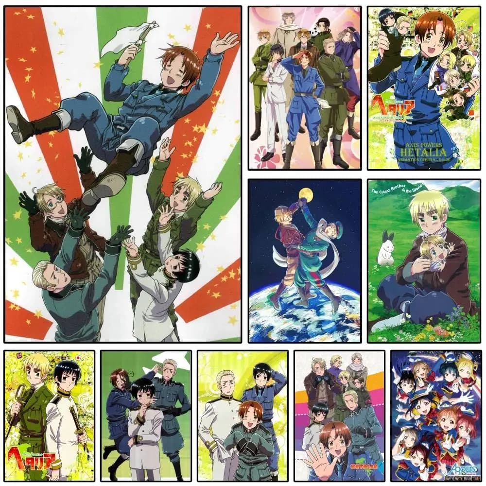 1PC Anime Hetalia Axis Powers Poster Self-adhesive Art Waterproof Paper Sticker Coffee House Bar Room Wall Decor