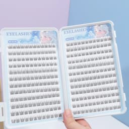 288 Clusters of Self-Adhesive False Eyelashes - C Curl, 12mm Fish Tail Design, Natural Cross Style, Glue Free False Eyelashes