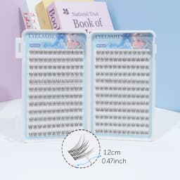 288 Clusters of Self-Adhesive False Eyelashes - C Curl, 12mm Fish Tail Design, Natural Cross Style, Glue Free False Eyelashes