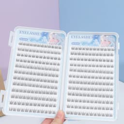 288 Clusters of Self-Adhesive False Eyelashes - C Curl, 12mm Fish Tail Design, Natural Cross Style, Glue Free False Eyelashes