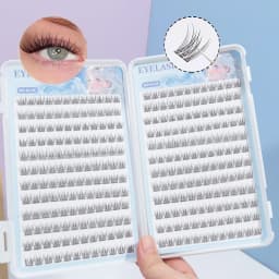 288 Clusters of Self-Adhesive False Eyelashes - C Curl, 12mm Fish Tail Design, Natural Cross Style, Glue Free False Eyelashes