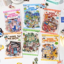 30Pcs/Pack Light Up Daily Life Series Decorative Stickers Material Perfect for Journaling Diy Scrapbooking Supplies