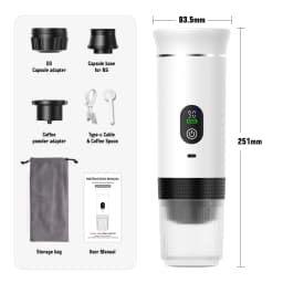 DENOKIN Portable Espresso Coffee Machine With Digital Display 3-in-1 Capsule Coffee Maker for Car & Home Camping Coffee Maker