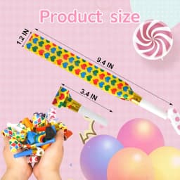 20Pcs Musical Blow Outs Balloon Mixed Glitter Fringed Metallic Noisemaker Kids Cute Blowouts Whistles for Halloween Xmas Party