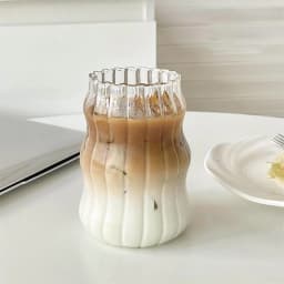 1pc Glass Cup 530ml Water Glasses Stripe Mug Heat-resistant Tumbler Drinkware Perfect For Tea Juice Milk Coffee For Party