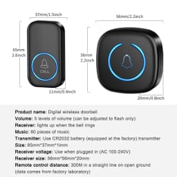 EZHEN Smart Wireless Doorbell Welcome Door Bell 60 song Ringtones Differentiated Doorbell Mute Home Office Call Bell US EU Plug