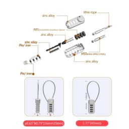 Portable Zinc Alloy 4 Digit Password Lock Wire Rope Anti-theft Backpack Zipper Lock Padlock Luggage Combination Lock Travel