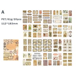 20 Sheets Vintage Scrapbooking Stickers Books PET Materials Creative DIY Journal Collage Material Journaling Supplies Stickers