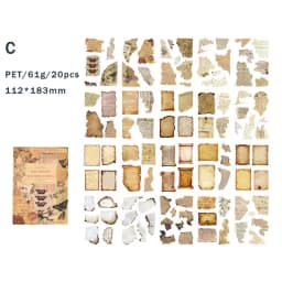 20 Sheets Vintage Scrapbooking Stickers Books PET Materials Creative DIY Journal Collage Material Journaling Supplies Stickers