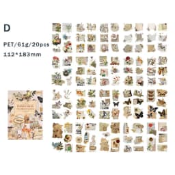 20 Sheets Vintage Scrapbooking Stickers Books PET Materials Creative DIY Journal Collage Material Journaling Supplies Stickers
