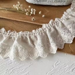 1 size lace trimming, pleated cotton fabric, white bow embroidery, skirt hem, cuff ruffles 7cm wide