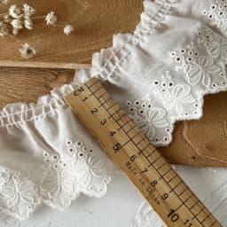 1 size lace trimming, pleated cotton fabric, white bow embroidery, skirt hem, cuff ruffles 7cm wide