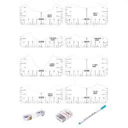 4/8Pcs/set Round T-Shirt Neck Measurement Tools PVC Alignment Rulers For Guiding Design Clothes Size Handmade Sewing Accessories