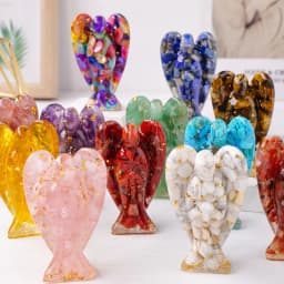 1PC Natural Crystal Guardian Angel Figurine Amethyst Rose Quartz Colorful Healing Stone Gem Craft Gift Home Decor Ornaments