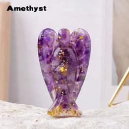 1PC Natural Crystal Guardian Angel Figurine Amethyst Rose Quartz Colorful Healing Stone Gem Craft Gift Home Decor Ornaments