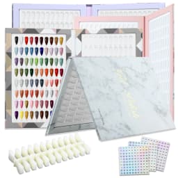 160/180/216 Colors Fake Nails Tips Display Book Nail Polish Storage Book Nail Styles Showing Book with 240PCS Fake Nails Tools