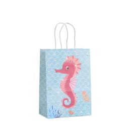 12/24Pcs Ocean Themed Gift Bag With Handle Mermaid Kid Birthday Favor Portable Packaging Shopping Bag Baby Shower Party Supplies