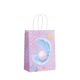 12/24Pcs Ocean Themed Gift Bag With Handle Mermaid Kid Birthday Favor Portable Packaging Shopping Bag Baby Shower Party Supplies