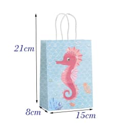 12/24Pcs Ocean Themed Gift Bag With Handle Mermaid Kid Birthday Favor Portable Packaging Shopping Bag Baby Shower Party Supplies