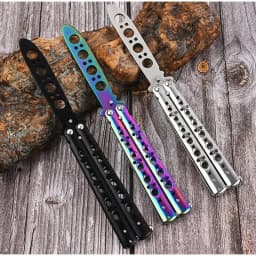 Portable Folding Butterfly Knife Trainer Stainless Steel Pocket Practice Training Tool for Outdoor Games Hand Movements No Edge