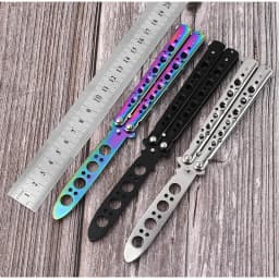 Portable Folding Butterfly Knife Trainer Stainless Steel Pocket Practice Training Tool for Outdoor Games Hand Movements No Edge