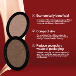 Cushion Refill Foundation Waterproof Semi-Matte Red Finish 72-Hour Wear Long-Lasting Buildable Coverage Sun Protection Makeup
