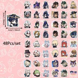48pcs Game Character Genshin Impact Stickers, Self-Paste, Can Be Used For Party Walls, Tabletops, Mugs, And Other Decorations