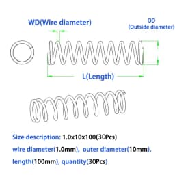 30Pcs Wire Diameter 0.4mm 0.5mm 304 Stainless Steel Micro Small Compression Spring OD 3mm/4mm/5mm/6mm/7mm/8mm/9mm/10mm L:5-50mm
