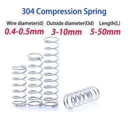 30Pcs Wire Diameter 0.4mm 0.5mm 304 Stainless Steel Micro Small Compression Spring OD 3mm/4mm/5mm/6mm/7mm/8mm/9mm/10mm L:5-50mm