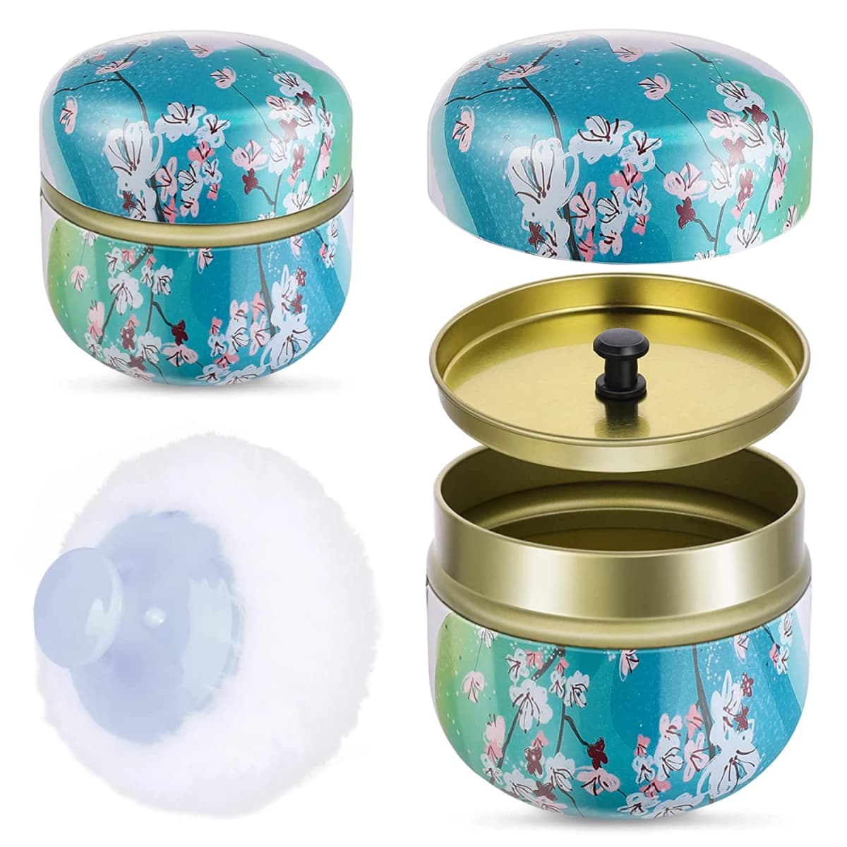 Makeup Puff and Powder Container for Body Dusting Powder Case with Puff for Women Loose Powder Containers with Puff for Travel